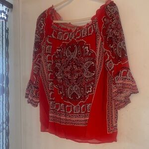Red Paisley Women's Top